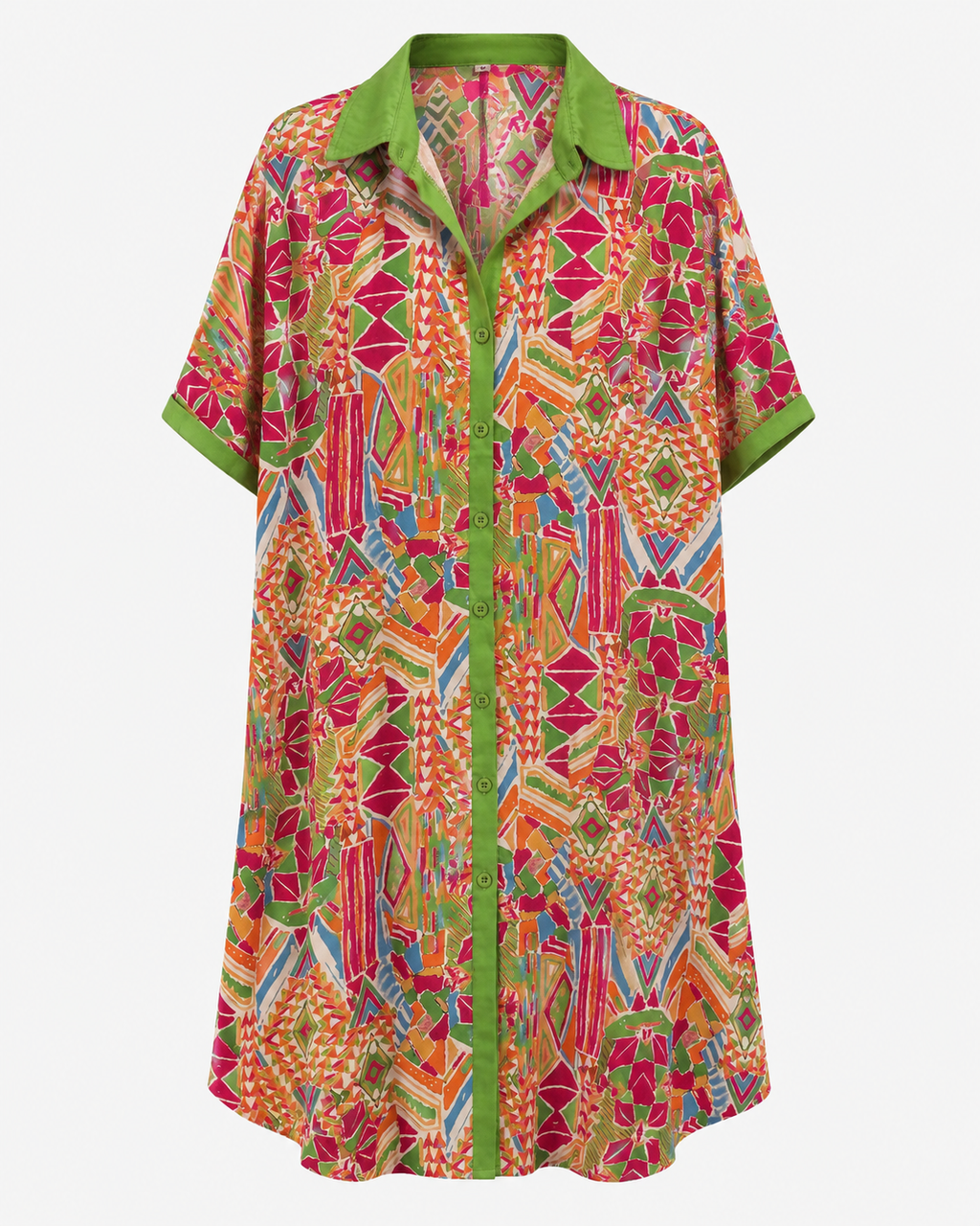 Abstract Print Button Up Dress