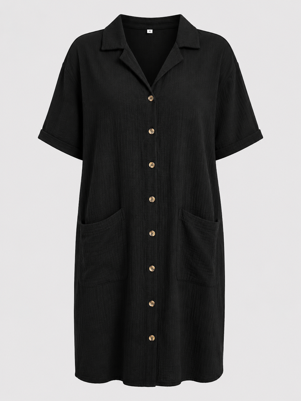Black Button Down Midi Dress