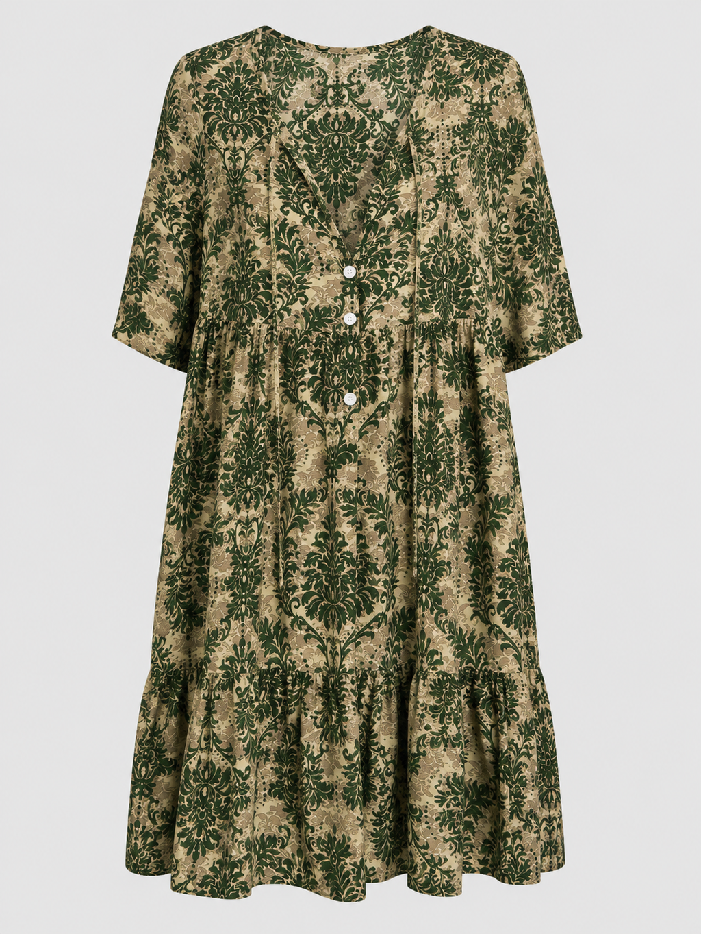Damask Print Midi Dress