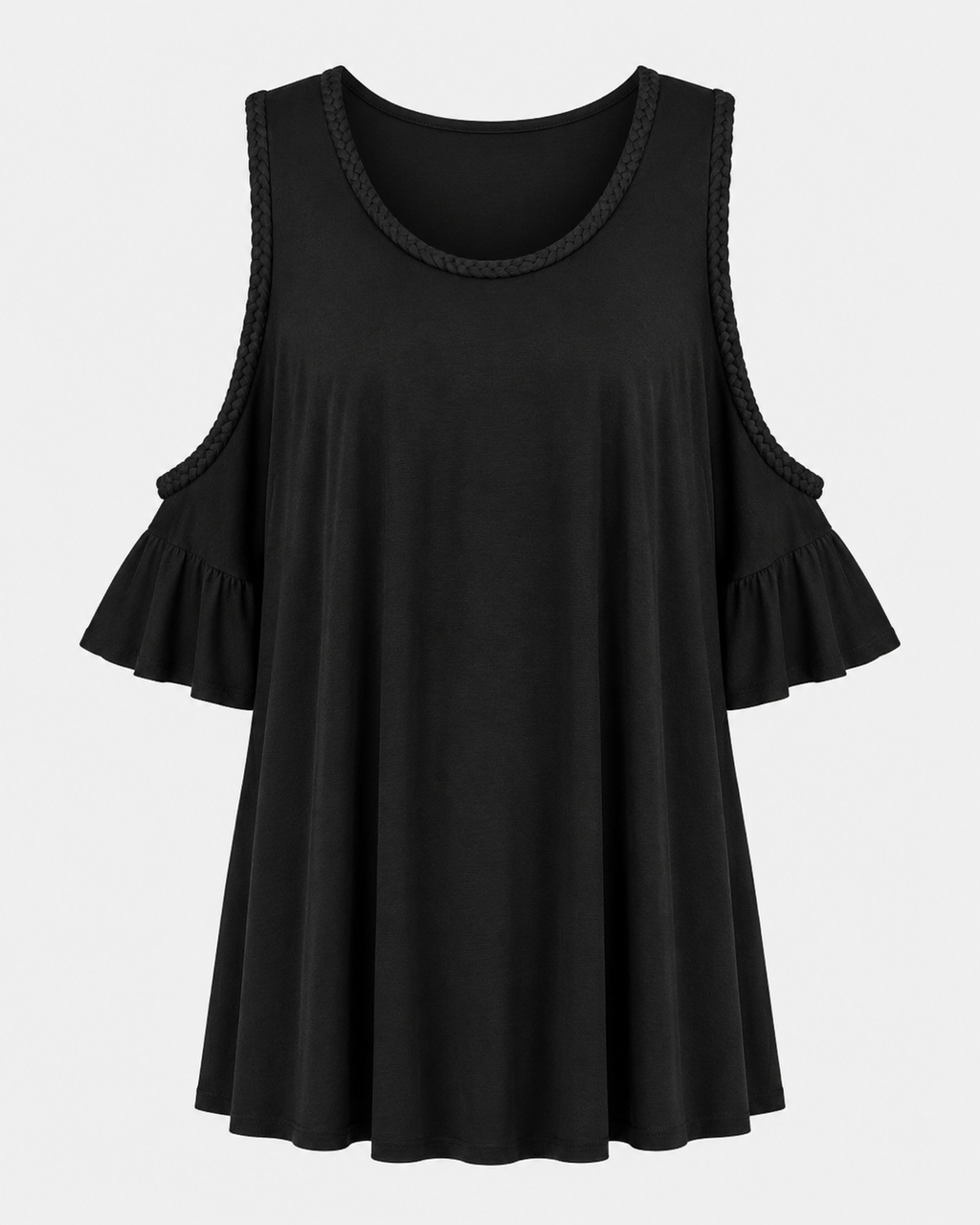 Black Cold Shoulder Tunic Shirt