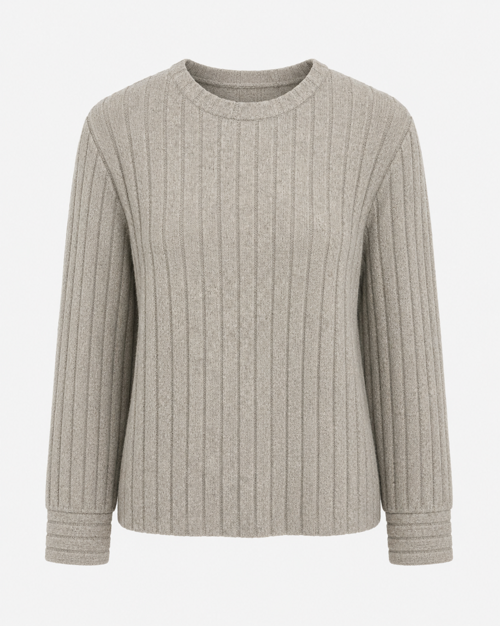 Grey Ribbed Long Sleeve Top
