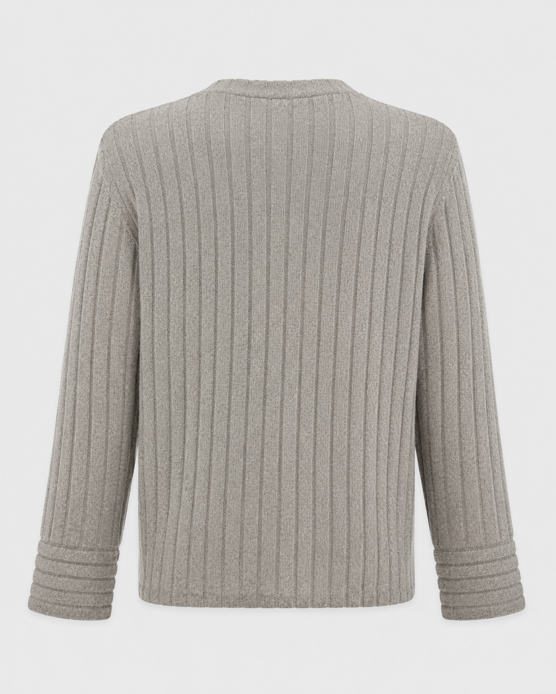 Grey Ribbed Long Sleeve Top