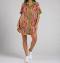 Abstract Print Button Up Dress