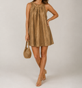 Metallic Taupe Sleeveless Maxi Dress
