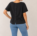 Sportsgirl Black Button Back Crop Top