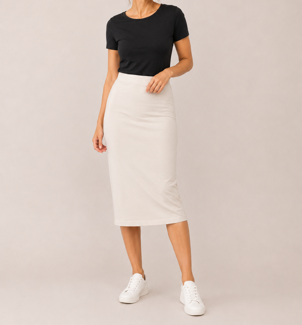 White High Waisted Pencil Skirt