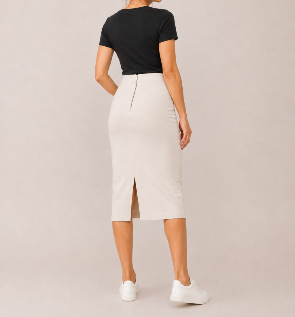 White High Waisted Pencil Skirt