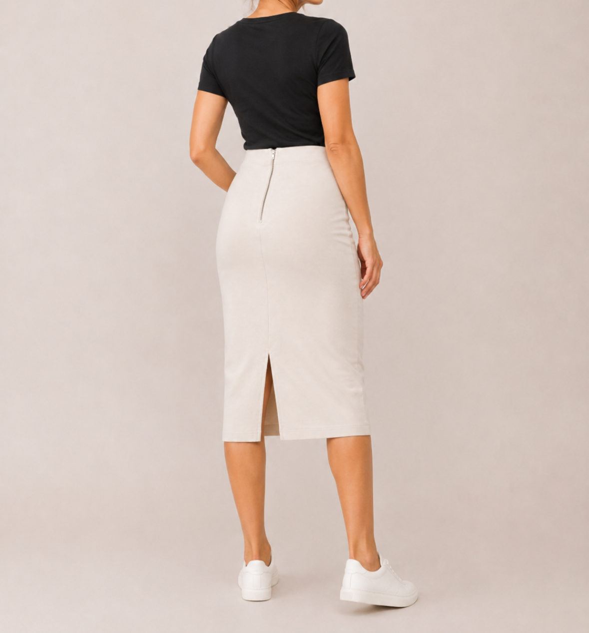 White High Waisted Pencil Skirt