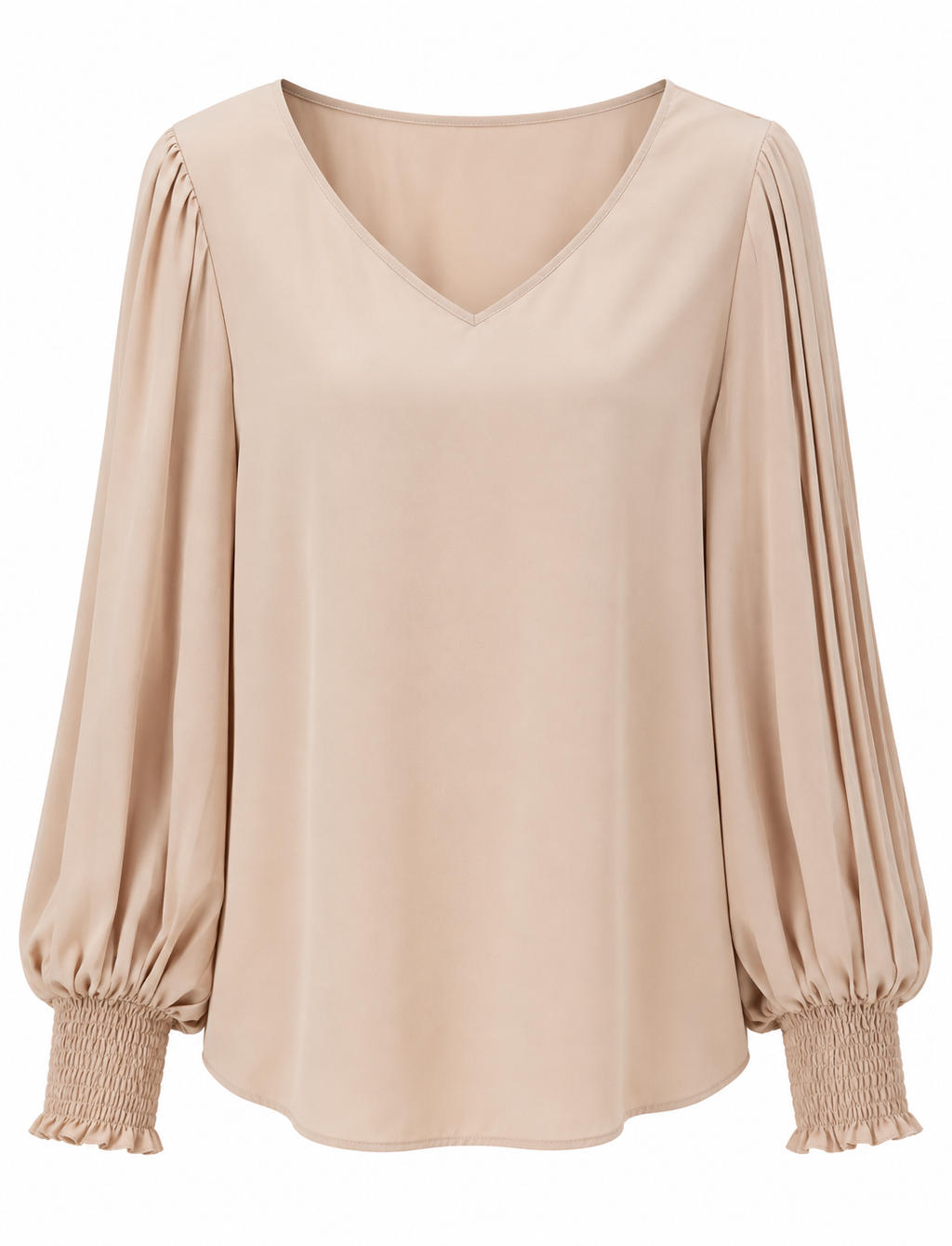 Beige Long Sleeve Blouse