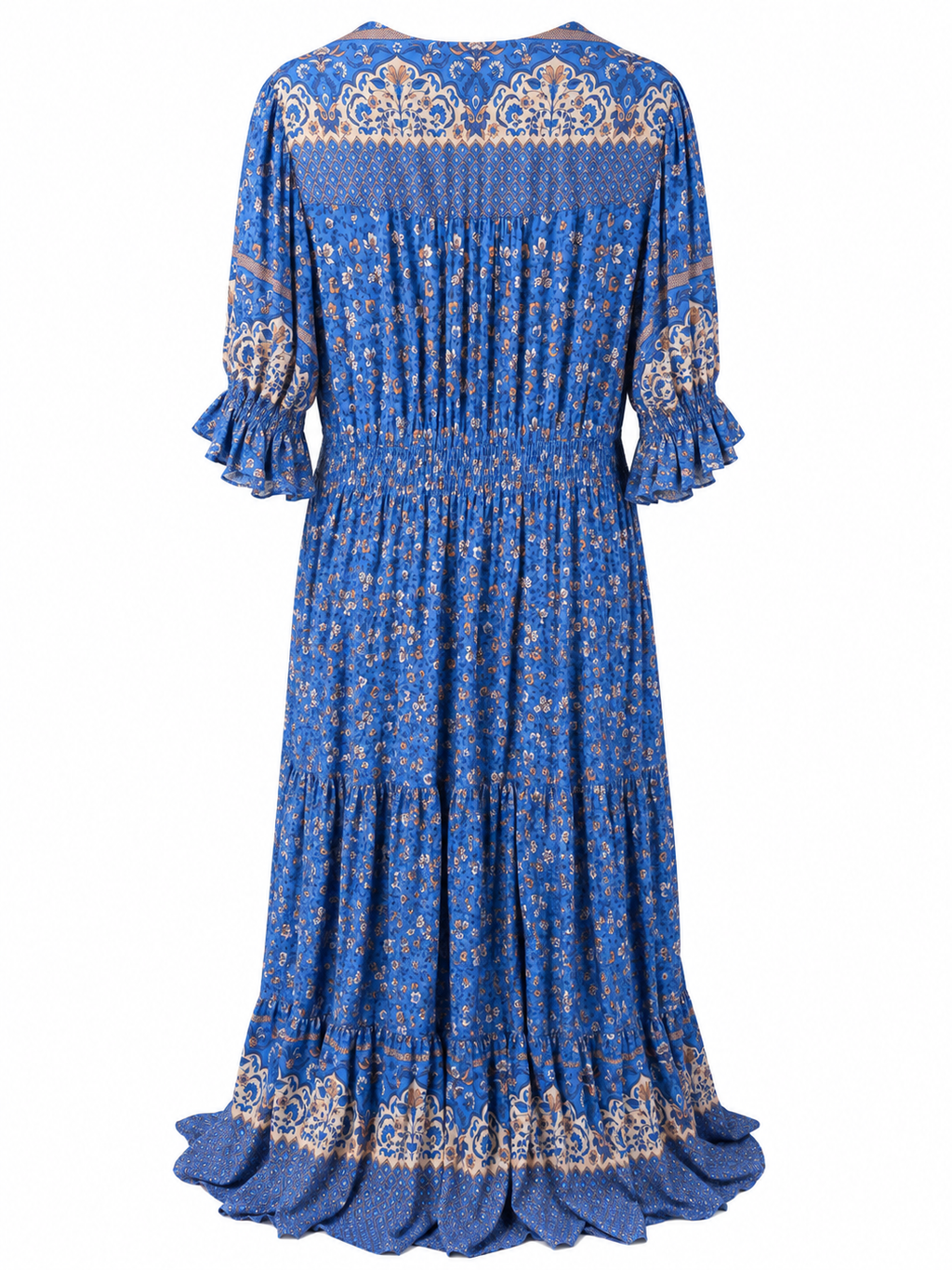 Blue Boho Floral Maxi Dress