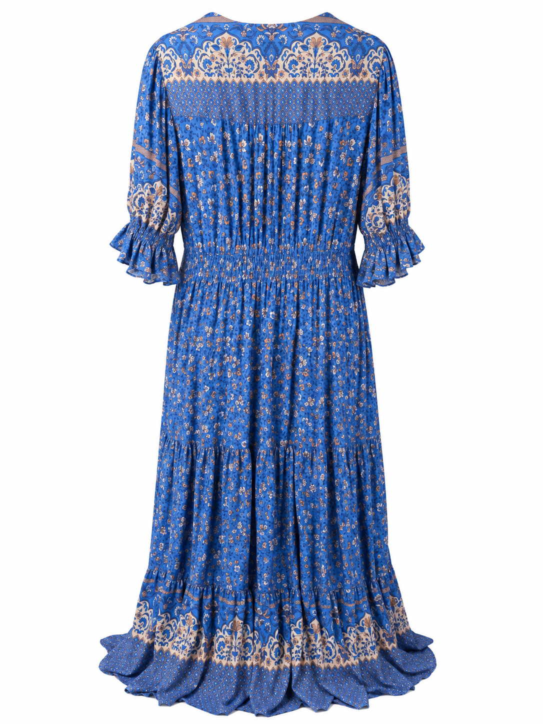 Blue Boho Floral Maxi Dress