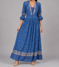 Blue Boho Floral Maxi Dress
