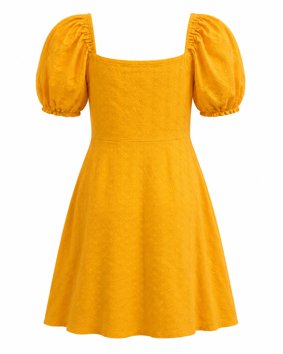 Mustard Puff Sleeve Mini Dress