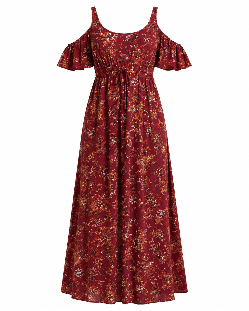 Floral Cold Shoulder Maxi Dress