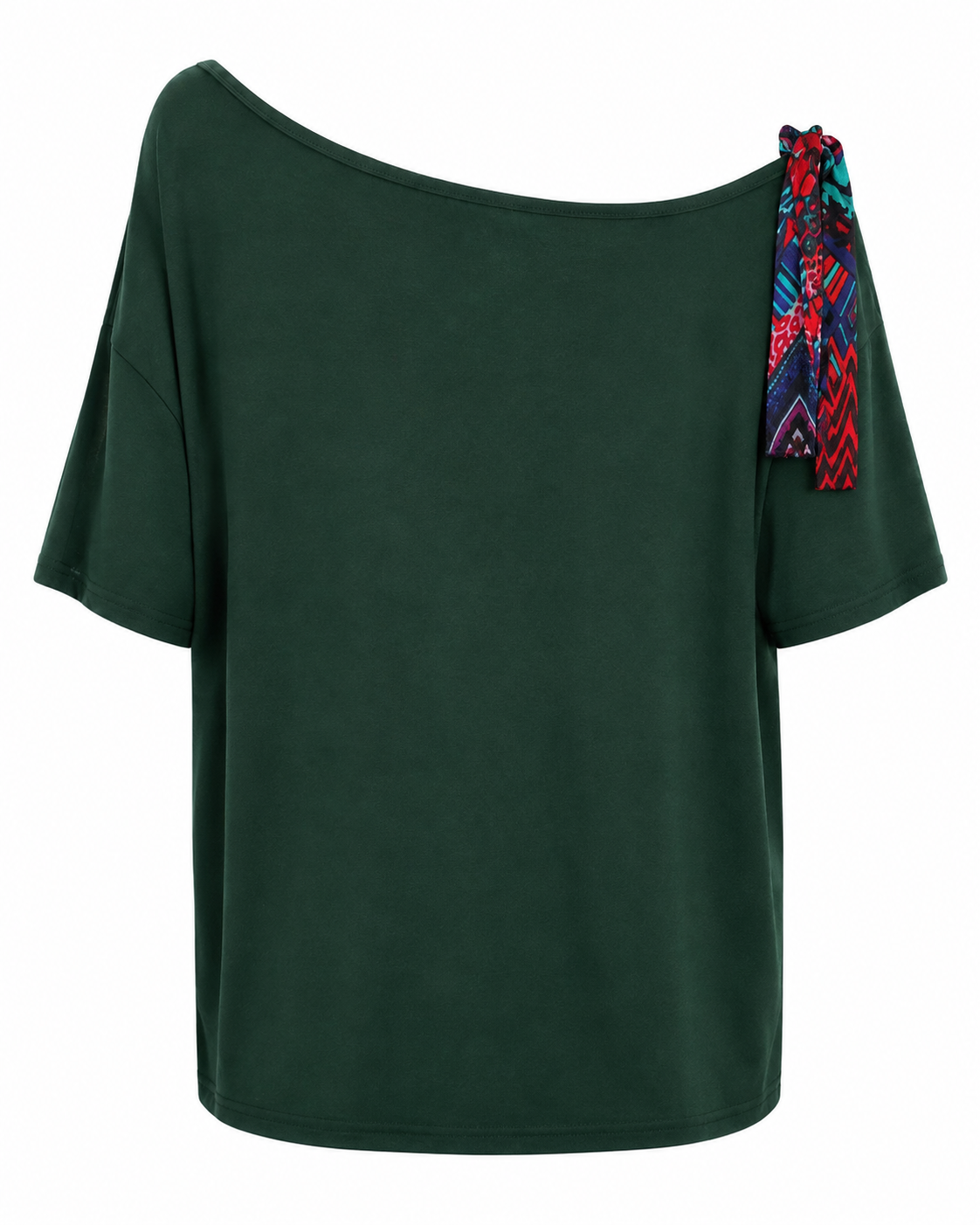 Green Graphic One Off Shoulder Top