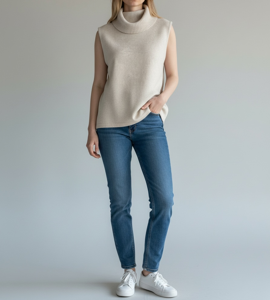 Kmart Rib Knit Sleeveless Roll Neck Top