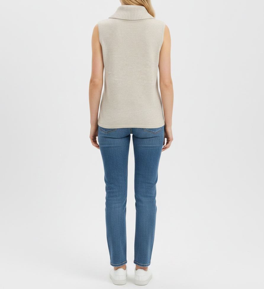 Kmart Rib Knit Sleeveless Roll Neck Top