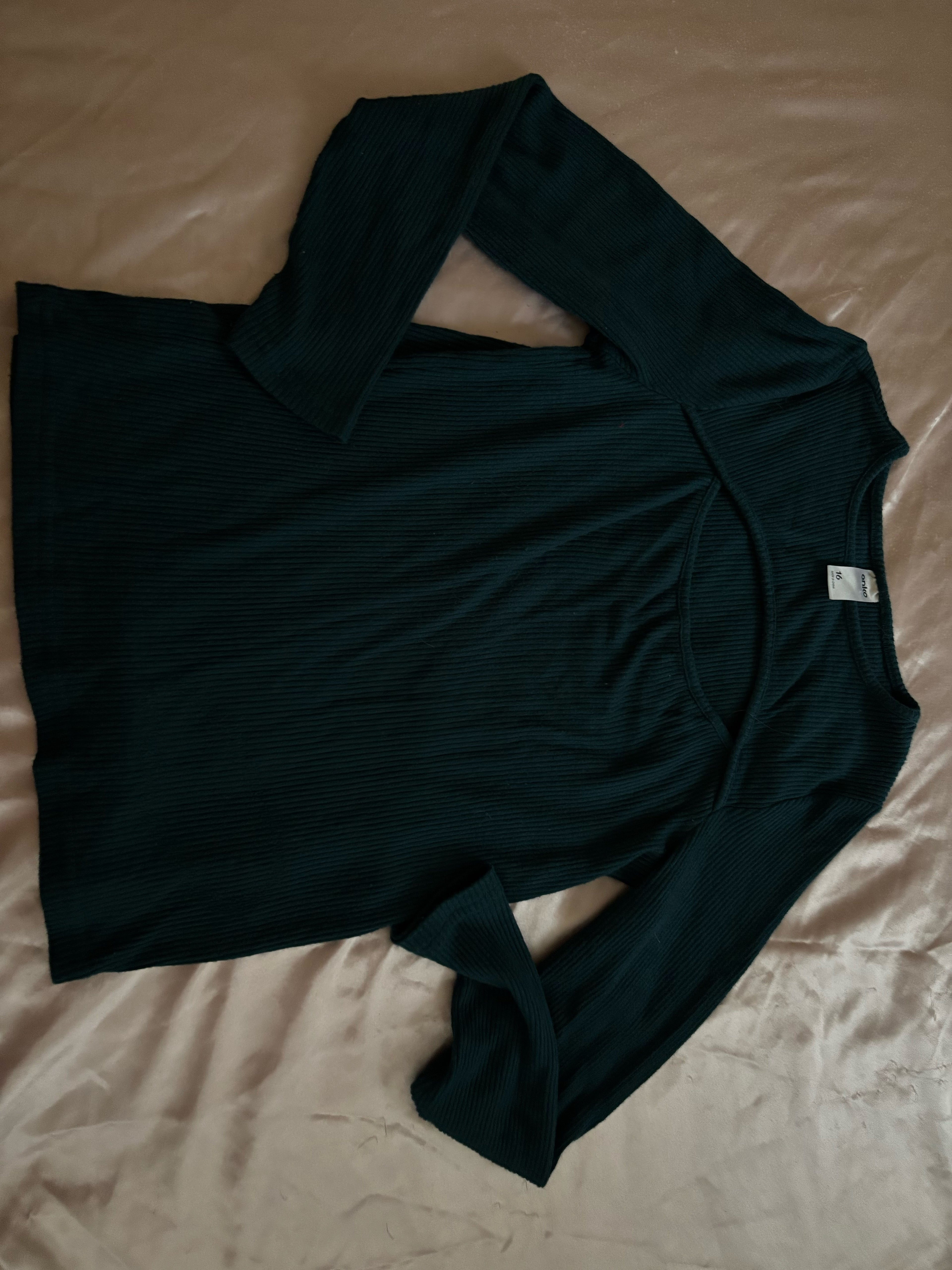 Anko Ribbed Cut-Out Long Sleeve Top